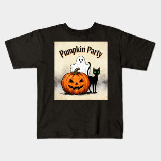 Creepy Vibes – Pumpkin Party — Ghost & Cat Smile | Birthday Gift | Anniversary Gift | Halloween gift | classic halloween | Wedding Gift | Gift Ideas. Kids T-Shirt