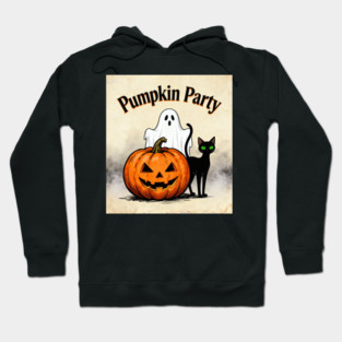 Creepy Vibes – Pumpkin Party — Ghost & Cat Smile | Birthday Gift | Anniversary Gift | Halloween gift | classic halloween | Wedding Gift | Gift Ideas. Hoodie