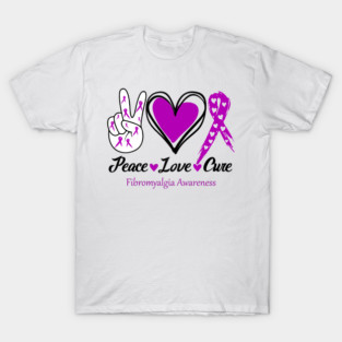 Peace Love Cure Fibromyalgia Awareness T-Shirt