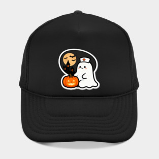 Nurse Squad – Moonlit Rounds — Ghost Nurse & Pumpkin Buddy | Birthday Gift | Anniversary Gift | Halloween gift | classic halloween | Wedding Gift | Gift Ideas. Hat