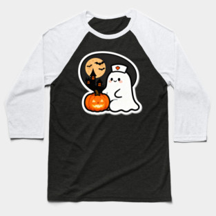 Nurse Squad – Moonlit Rounds — Ghost Nurse & Pumpkin Buddy | Birthday Gift | Anniversary Gift | Halloween gift | classic halloween | Wedding Gift | Gift Ideas. Baseball T-Shirt