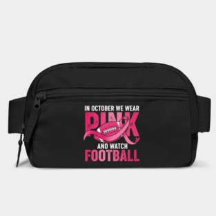 In October We Wear Pink And Watch Football - Breast Cancer Awareness Retro Design Bag