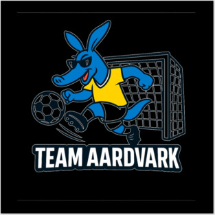 Funny Cartoon Aardvark Soccer Team Sports Design Posters and Art