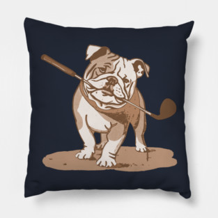 Bulldog with Golf Club Pillow