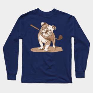 Bulldog with Golf Club Long Sleeve T-Shirt