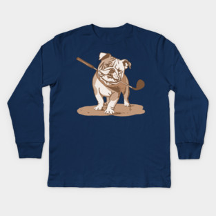 Bulldog with Golf Club Kids Long Sleeve T-Shirt