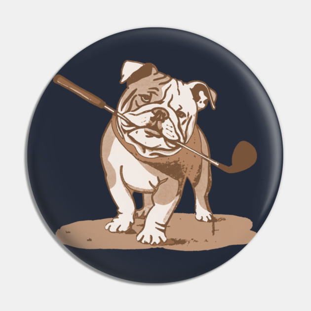 Bulldog with Golf Club Pin by DonWillisJrArt