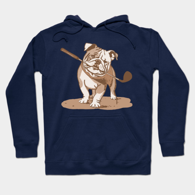 Bulldog with Golf Club Hoodie by DonWillisJrArt