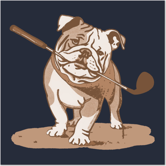 Bulldog with Golf Club Wall Art by DonWillisJrArt