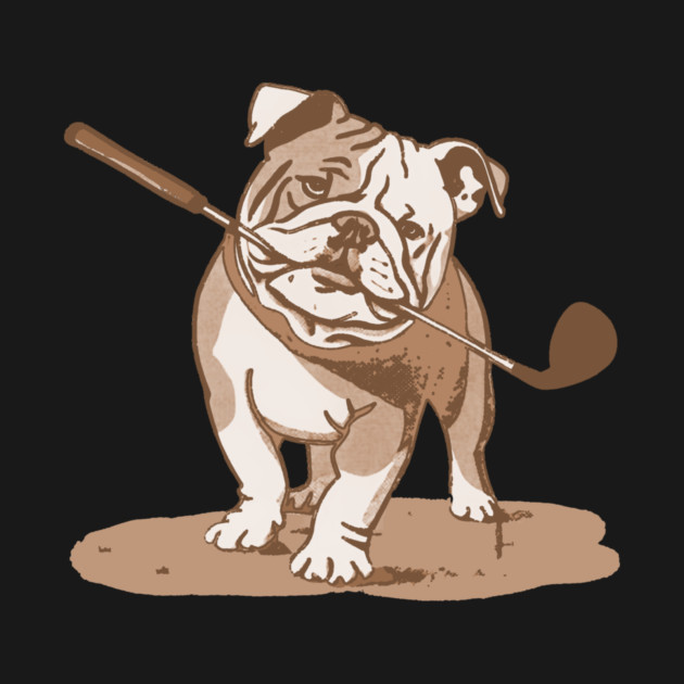 Bulldog with Golf Club by DonWillisJrArt