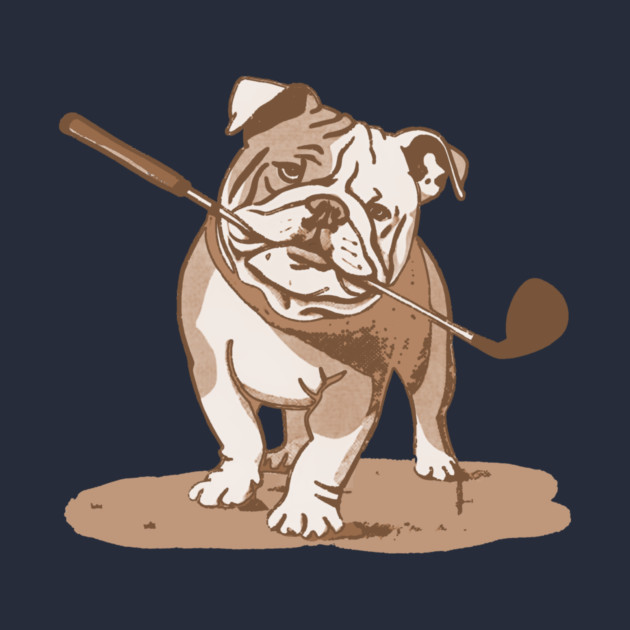 Bulldog with Golf Club by DonWillisJrArt