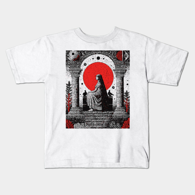 High Priestess Tarot Card Gothic Intuition Kids T-Shirt by TuncGK