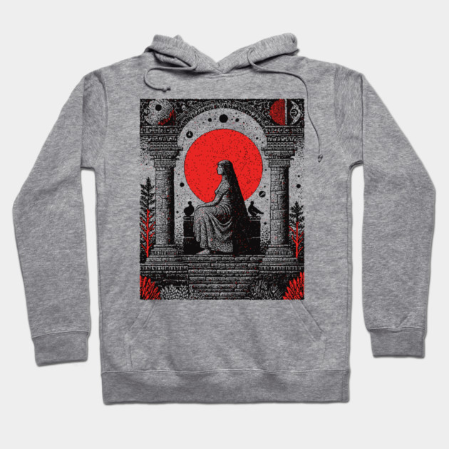 High Priestess Tarot Card Gothic Intuition Hoodie by TuncGK