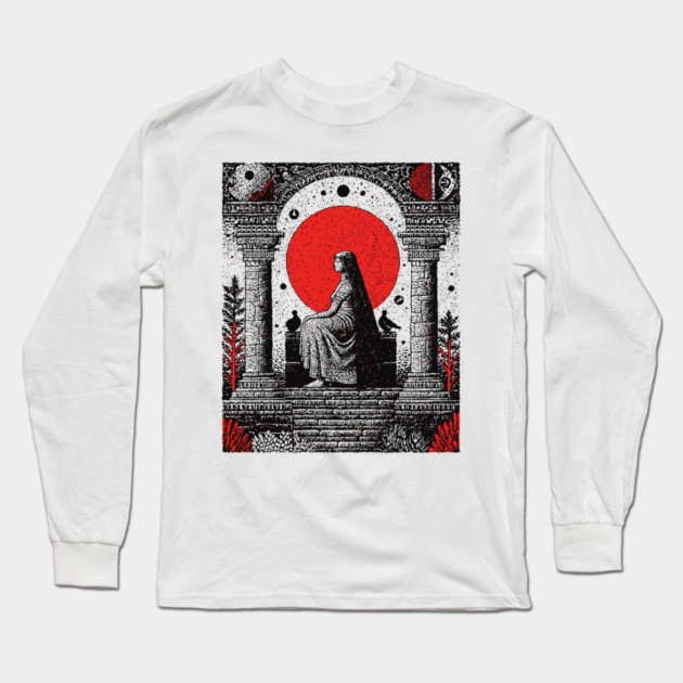 High Priestess Tarot Card Gothic Intuition Long Sleeve T-Shirt by TuncGK