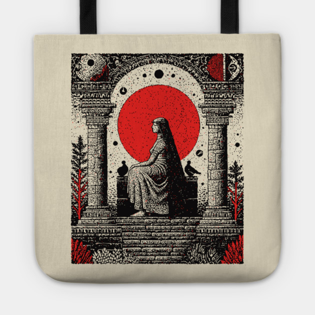 High Priestess Tarot Card Gothic Intuition Tote by TuncGK