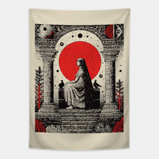 High Priestess Tarot Card Gothic Intuition Tapestry