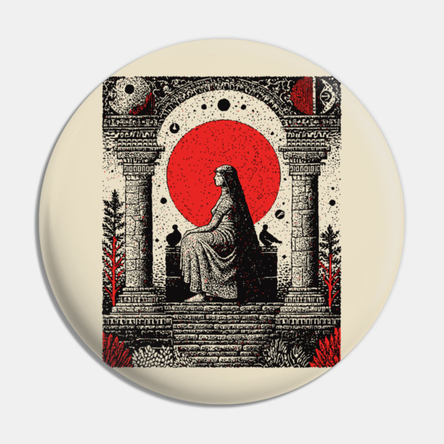 High Priestess Tarot Card Gothic Intuition Pin by TuncGK