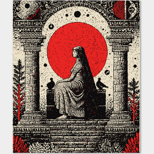 High Priestess Tarot Card Gothic Intuition Wall Art by TuncGK