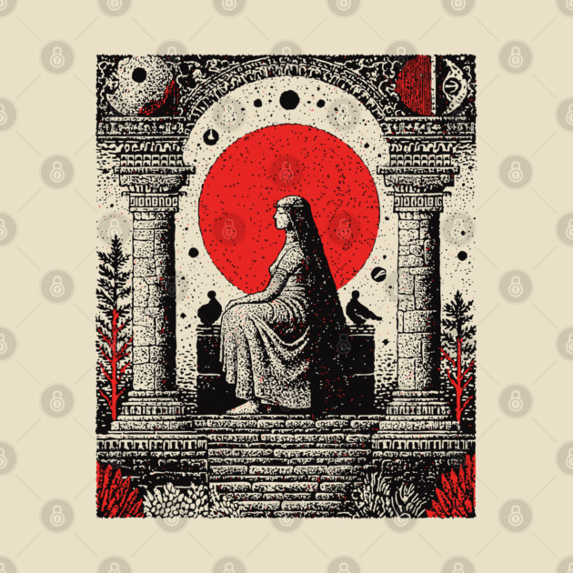 High Priestess Tarot Card Gothic Intuition by TuncGK