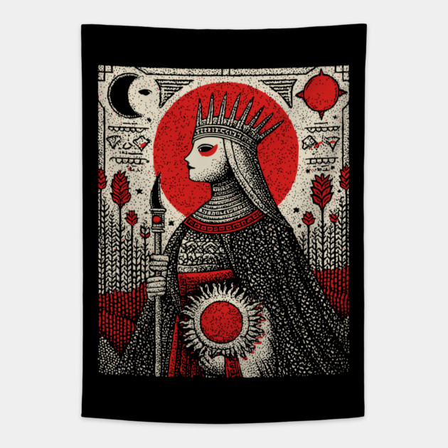 The Empress Regal Abundance Tarot Art Tapestry by TuncGK