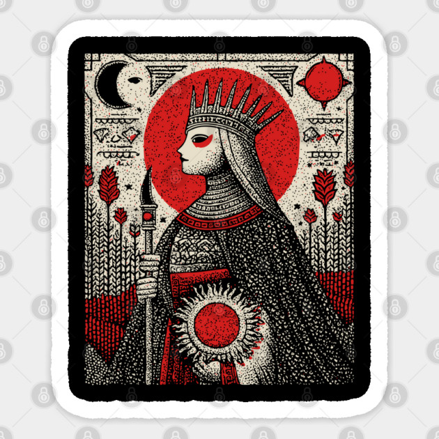 The Empress Regal Abundance Tarot Art Sticker by TuncGK