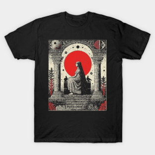 High Priestess Gothic Intuition Tarot Design T-Shirt