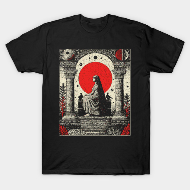 High Priestess Gothic Intuition Tarot Design T-Shirt by TuncGK