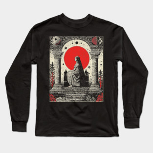 High Priestess Gothic Intuition Tarot Design Long Sleeve T-Shirt