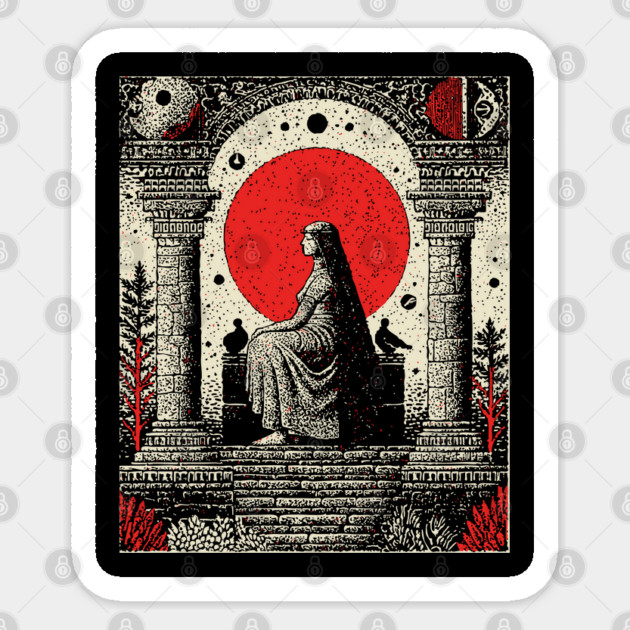 High Priestess Gothic Intuition Tarot Design Sticker by TuncGK