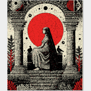 High Priestess Gothic Intuition Tarot Design Posters and Art