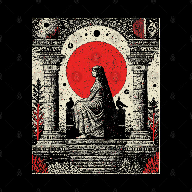 High Priestess Gothic Intuition Tarot Design by TuncGK