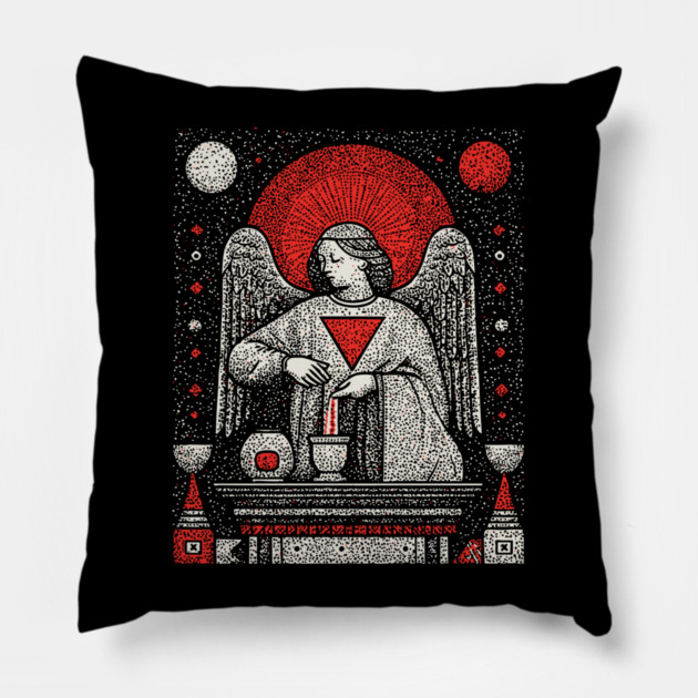 Temperance Angel of Balance Tarot Art Pillow by TuncGK