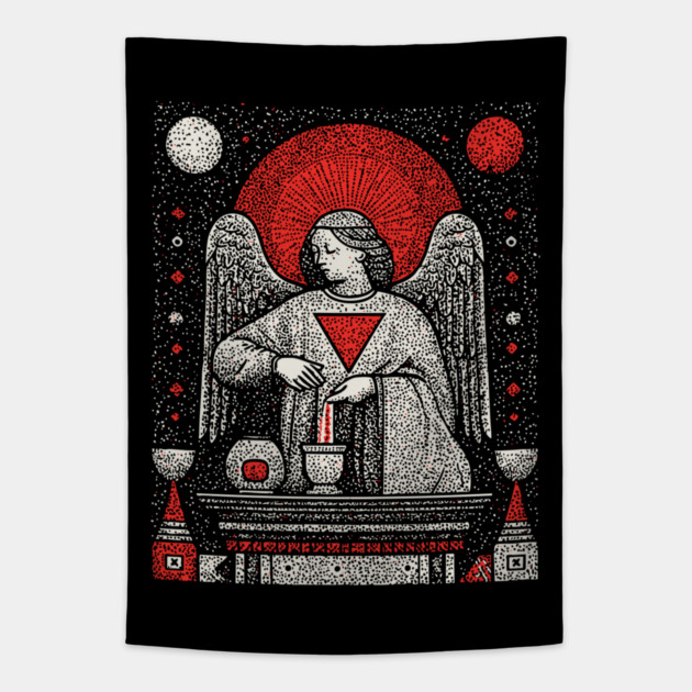 Temperance Angel of Balance Tarot Art Tapestry by TuncGK