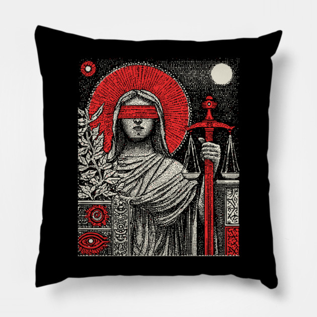 Justice Karmic Balance Tarot Design Pillow by TuncGK