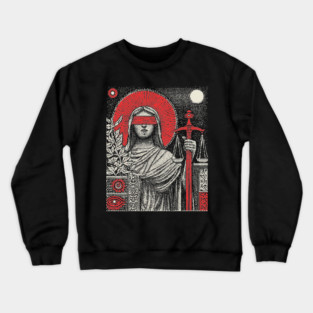 Justice Karmic Balance Tarot Design Crewneck Sweatshirt