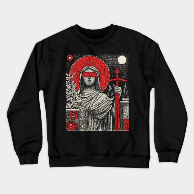 Justice Karmic Balance Tarot Design Crewneck Sweatshirt by TuncGK