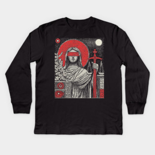 Justice Karmic Balance Tarot Design Kids Long Sleeve T-Shirt