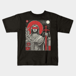 Justice Karmic Balance Tarot Design Kids T-Shirt
