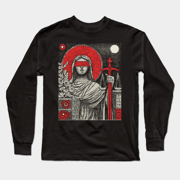 Justice Karmic Balance Tarot Design Long Sleeve T-Shirt by TuncGK
