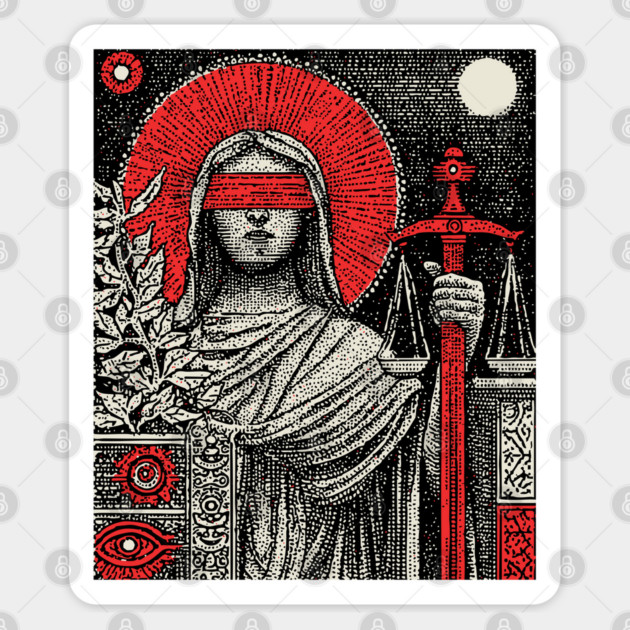 Justice Karmic Balance Tarot Design Sticker by TuncGK