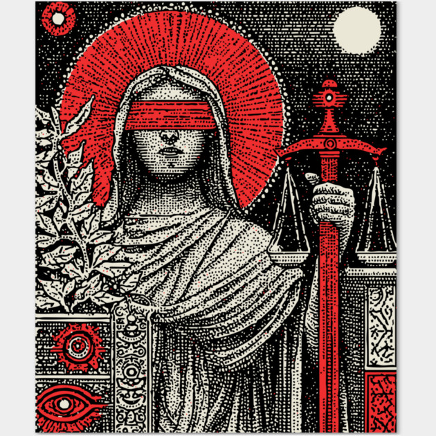 Justice Karmic Balance Tarot Design Wall Art by TuncGK