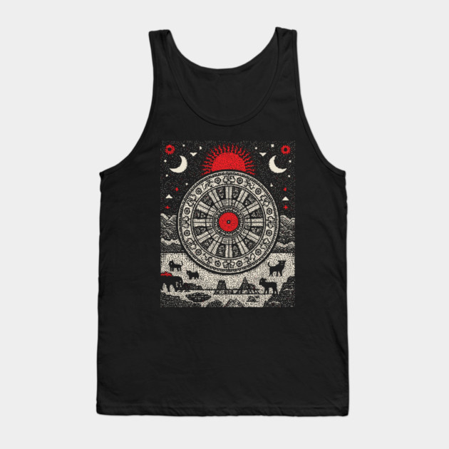Wheel of Fortune Cosmic Cycles Tarot Art Tank Top by TuncGK