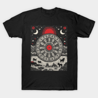 Wheel of Fortune Cosmic Cycles Tarot Art T-Shirt