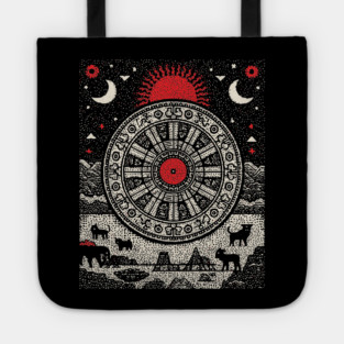 Wheel of Fortune Cosmic Cycles Tarot Art Tote