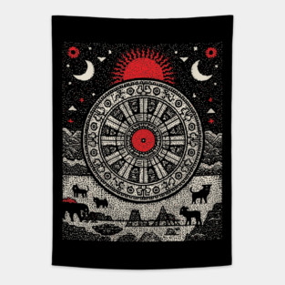 Wheel of Fortune Cosmic Cycles Tarot Art Tapestry