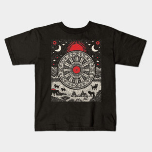 Wheel of Fortune Cosmic Cycles Tarot Art Kids T-Shirt