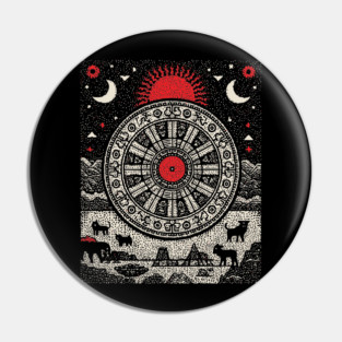 Wheel of Fortune Cosmic Cycles Tarot Art Pin