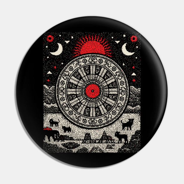 Wheel of Fortune Cosmic Cycles Tarot Art Pin by TuncGK