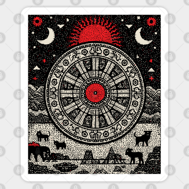 Wheel of Fortune Cosmic Cycles Tarot Art Sticker by TuncGK