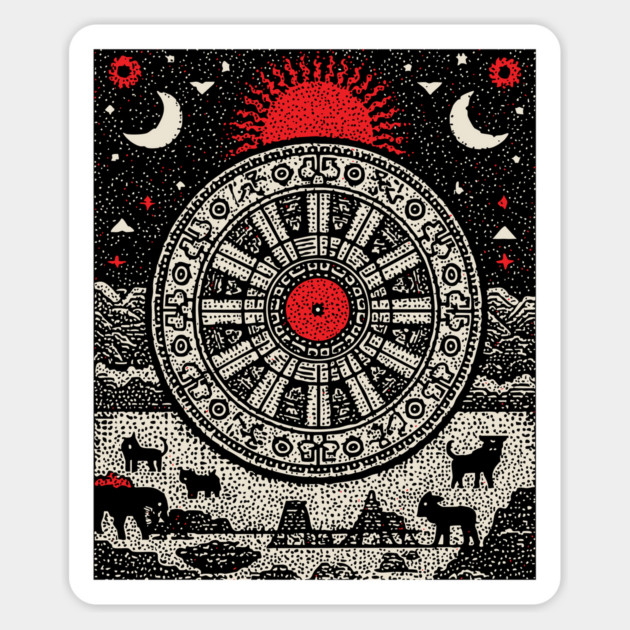 Wheel of Fortune Cosmic Cycles Tarot Art Magnet by TuncGK